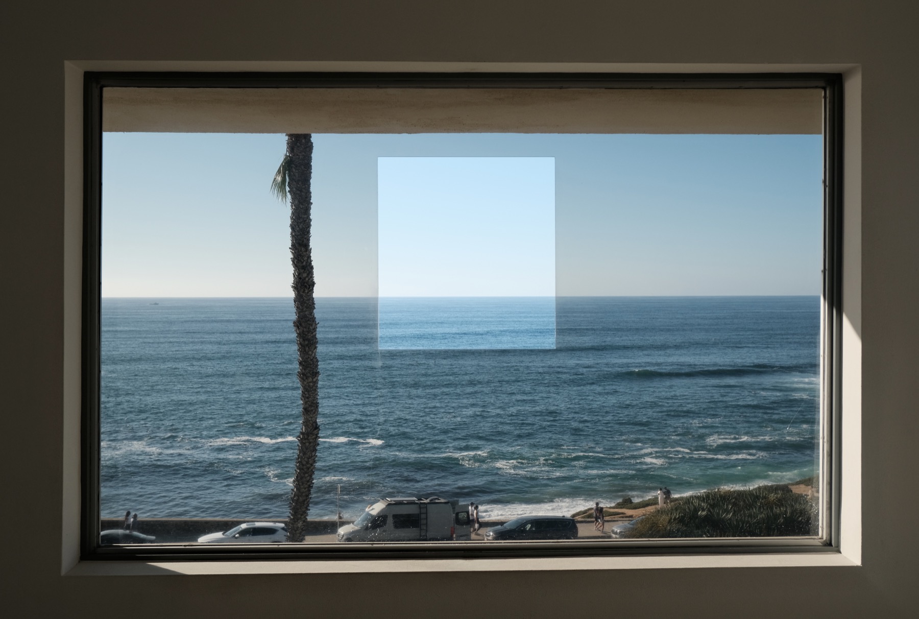 Ocean view through a window